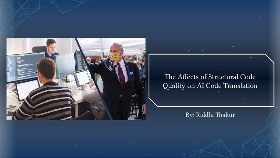Title slide preview of the AP Research presentation on structural code quality and AI code translation